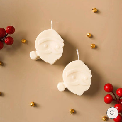 White Santa Claus Christmas Candle I Set OF 2 AND 4 I