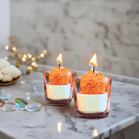 Aesthetic Festive Motichoor Laddoo Candle Jar I Scented I Set of 2