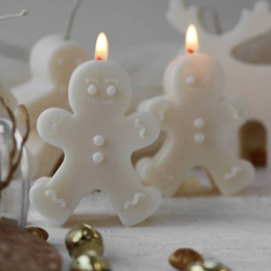 Assorted Gingerbread Man Soy Candles for Christmas