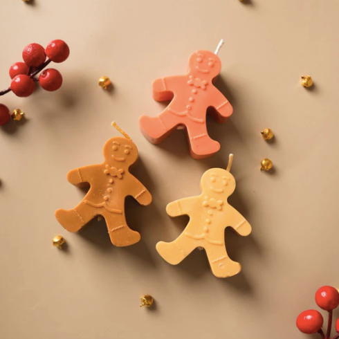 Assorted Gingerbread Man Soy Candles for Christmas